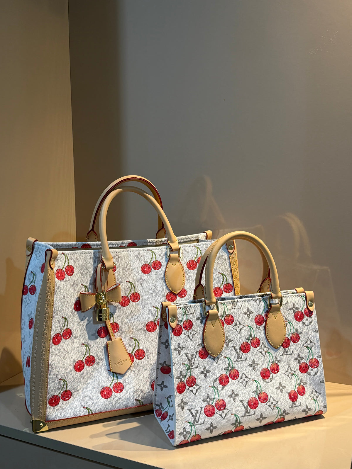 Louis Vuitton OnTheGo Tote Bag  Cherry Set
