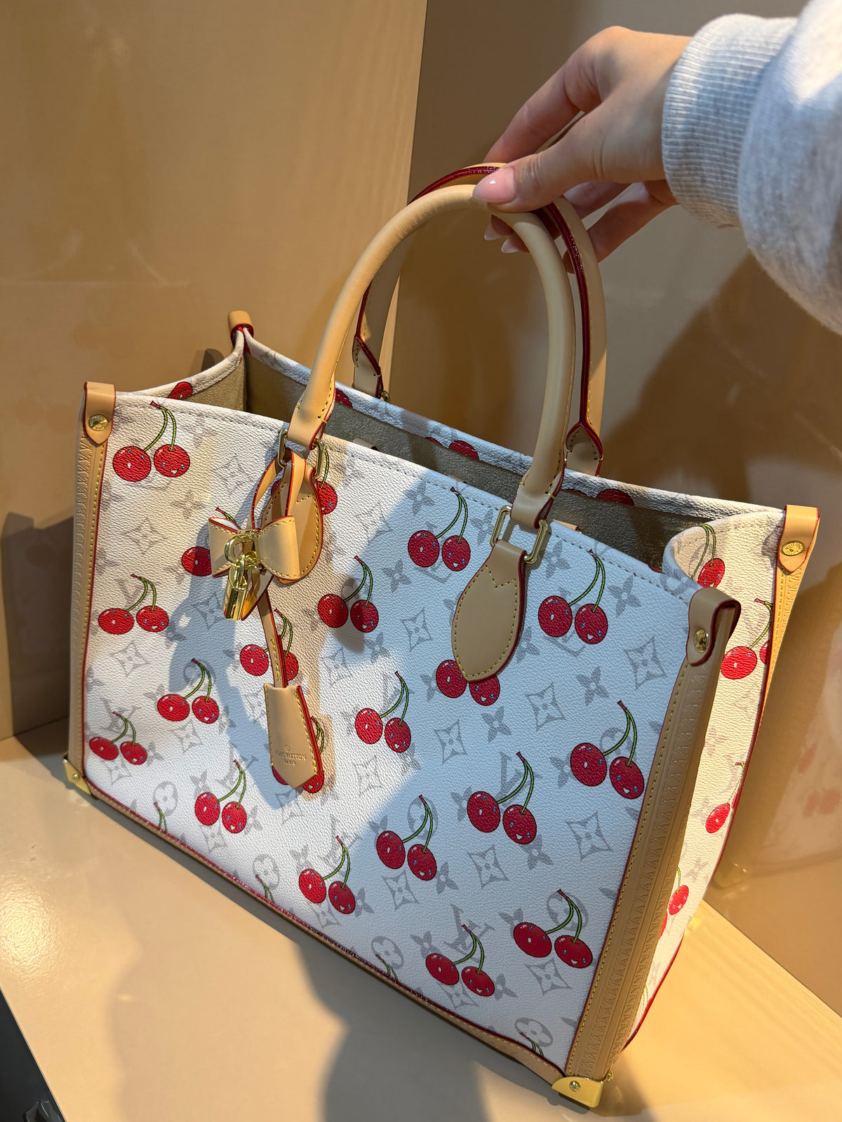 Louis Vuitton OnTheGo Tote Bag  Cherry Set